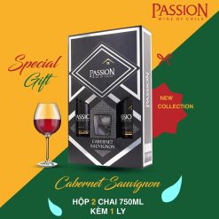 Hộp quà vang Passion Hộp giấy 2chai 1ly