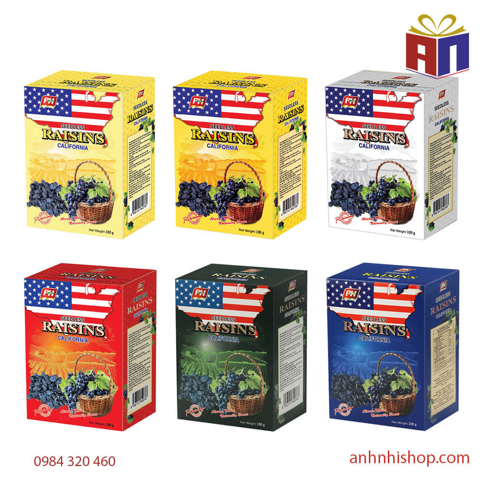 Nho khô PH 100g hình cờ Mỹ