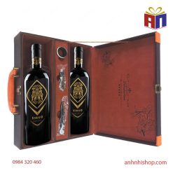 Hộp vang VIRGO hộp da cam 2 chai cao cấp